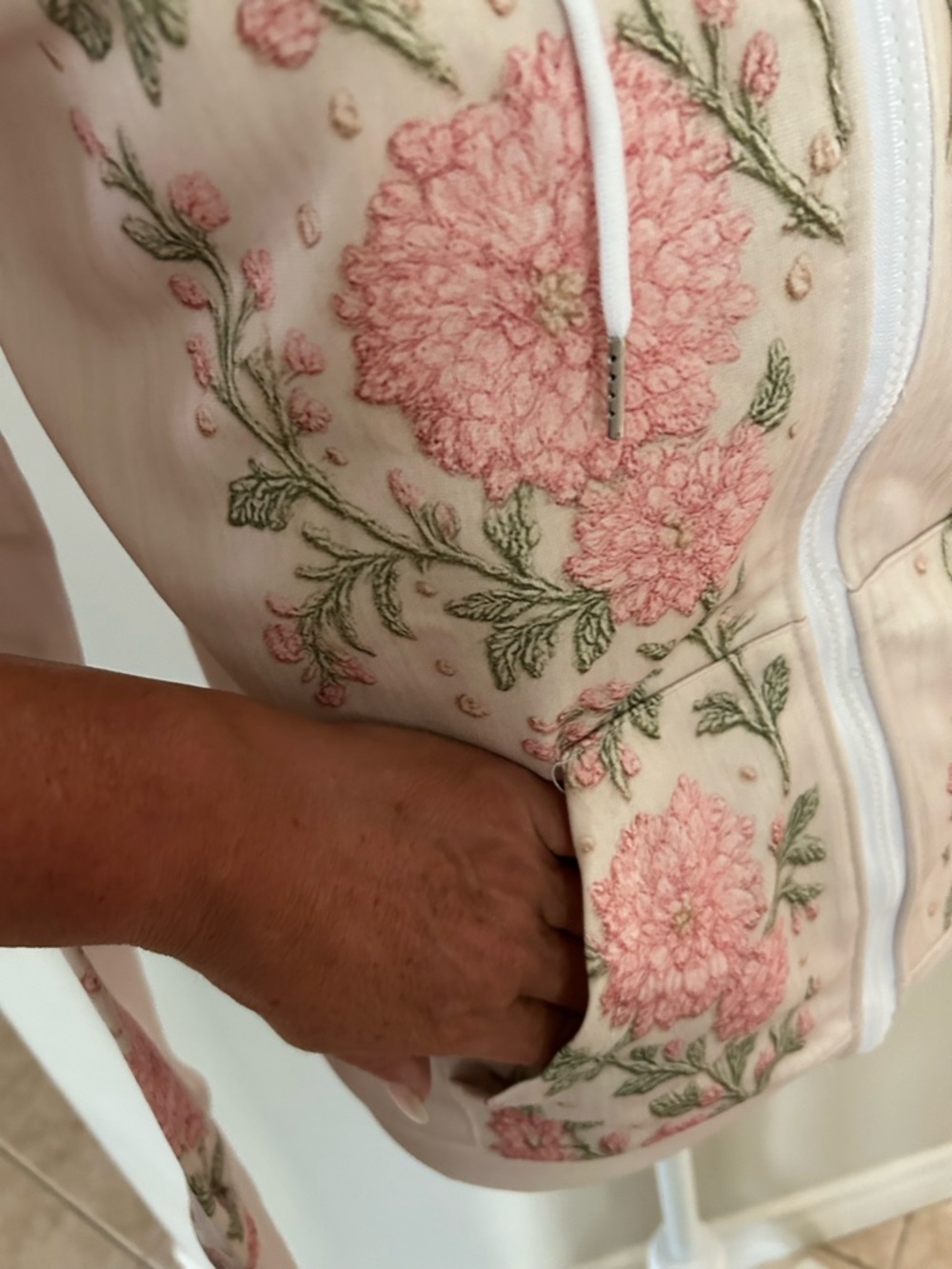 Floral Print Full Zip Hoodie - Picture 7 of 9